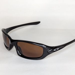 Oakley Fives Gloss Black Tinted Root Beer Lens 54 [] 20 Wrap Sport Sunglasses